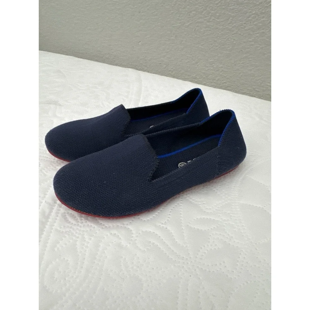 Rothy's The Loafer Size K2 Navy Blue Red Sole Kids Slip On Comfort Shoes